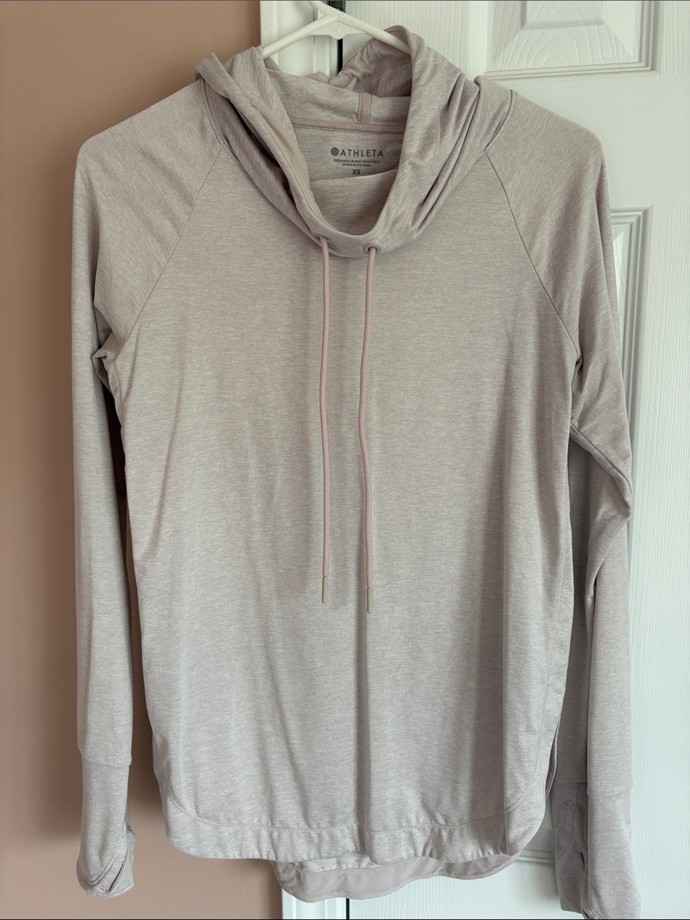 Athleta Heathered Light Pink Pullover Hoodie